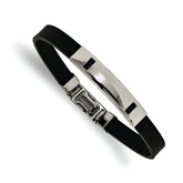 Stainless Steel Black Rubber 8.5in Bracelet