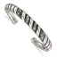 Stainless Steel Polished and Antiqued w/Crystal Cuff Bangle