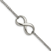 Chisel Stainless Steel Polished Infinity Symbol 7.5 inch Multi-Strand Bracelet