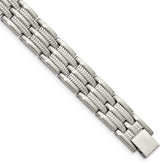 Chisel Stainless Steel Brushed Polished and Textured 8.75 inch Link Bracelet