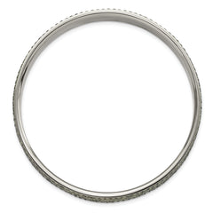 Stainless Steel Polished & Brushed Grey Crystal Thin Flat Bangle