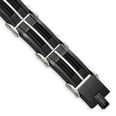 Chisel Stainless Steel Brushed and Polished Black IP-plated with Cable Inlay 8.75 inch Link Bracelet