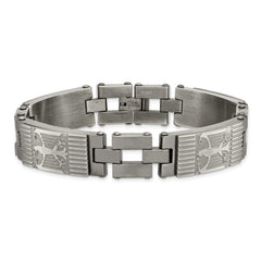 Chisel Stainless Steel Antiqued and Brushed 8.5 inch Eagle Link Bracelet