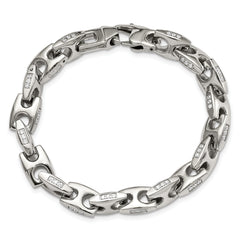 Chisel Stainless Steel Polished with CZ 9 inch Bracelet