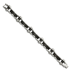 Chisel Stainless Steel Polished Black IP-plated 8 inch Bracelet