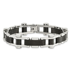 Chisel Stainless Steel Polished Black IP-plated 8 inch Bracelet