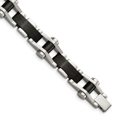 Chisel Stainless Steel Polished Black IP-plated 8 inch Bracelet