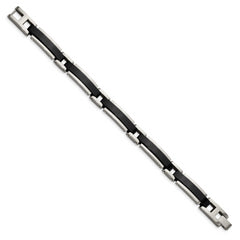 Chisel Stainless Steel Polished Black IP-plated 8.5 inch Link Bracelet