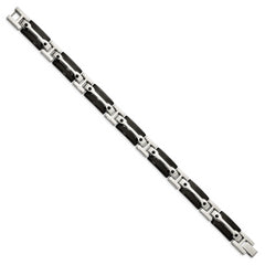 Chisel Stainless Steel Polished Black IP-plated 9 inch Link Bracelet