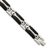 Chisel Stainless Steel Polished Black IP-plated 9 inch Link Bracelet