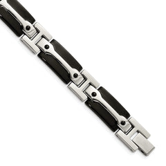 Chisel Stainless Steel Polished Black IP-plated 9 inch Link Bracelet