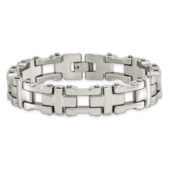 Chisel Stainless Steel Polished 8.5 inch Open Corss Link Bracelet