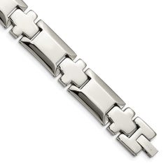 Chisel Stainless Steel Polished 8.5 inch Cross Link Bracelet