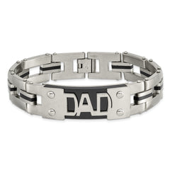 Chisel Stainless Steel Brushed and Polished Black IP-plated DAD 9 inch Bracelet