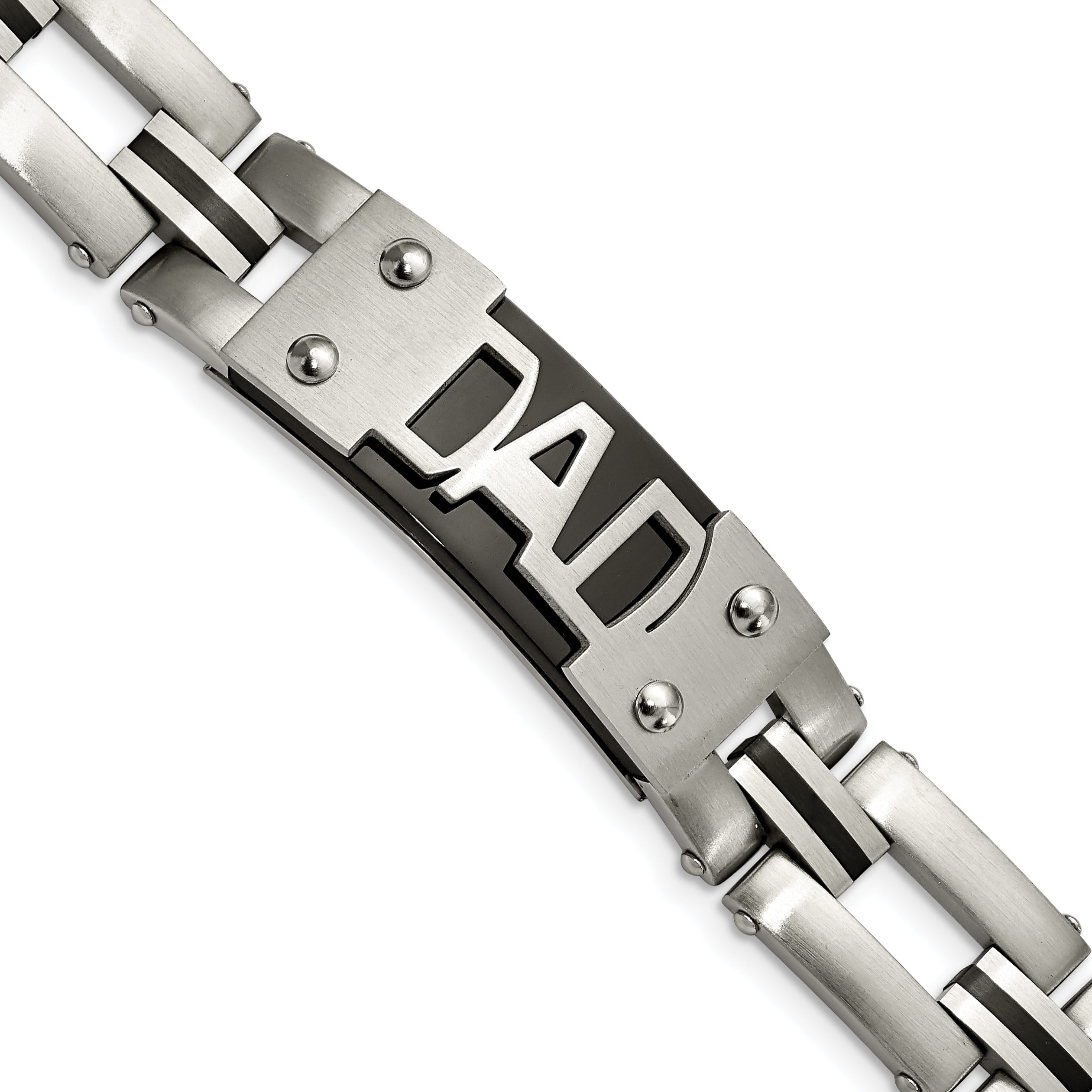 Chisel Stainless Steel Brushed and Polished Black IP-plated DAD 9 inch Bracelet