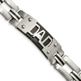 Chisel Stainless Steel Brushed and Polished Black IP-plated DAD 9 inch Bracelet