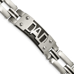 Chisel Stainless Steel Brushed and Polished Black IP-plated DAD 9 inch Bracelet