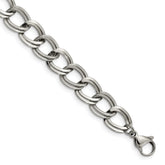 Chisel Stainless Steel Polished and Textured 8 inch Link Bracelet