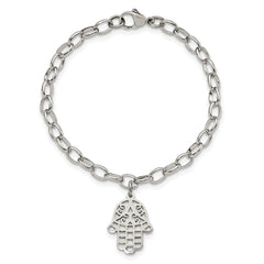 Chisel Stainless Steel Polished Chamseh/Hamsa 7 inch Bracelet