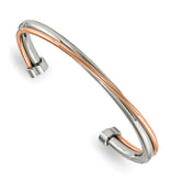 Chisel Stainless Steel Polished Rose IP-plated Twisted Cuff Bangle