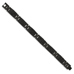 Chisel Stainless Steel Polished Black IP-plated Wire Inlay 8.5 inch Link Bracelet