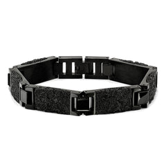 Chisel Stainless Steel Polished Black IP-plated Wire Inlay 8.5 inch Link Bracelet