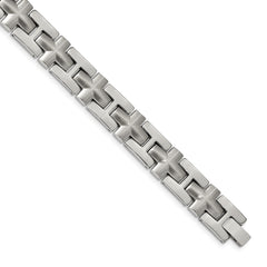 Chisel Stainless Steel Brushed and Polished 8.5 inch Cross Link Bracelet