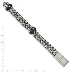 Stainless Steel Polished Black IP-plated 8in w/.5in ext. Bracelet