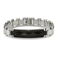 Chisel Stainless Steel Brushed and Polished with Solid Carbon Fiber Inlay 8.25 inch Bracelet
