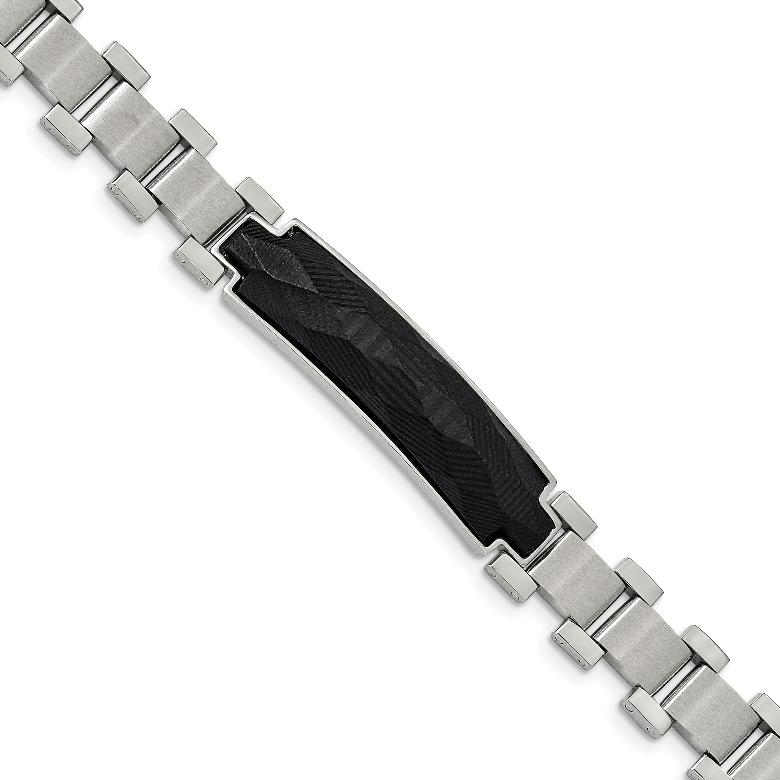 Chisel Stainless Steel Brushed and Polished with Solid Carbon Fiber Inlay 8.25 inch Bracelet