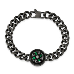 Chisel Stainless Steel Brushed Gun Metal IP-plated with Functional Compass 8.25 inch Bracelet