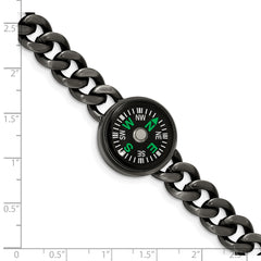 Chisel Stainless Steel Brushed Gun Metal IP-plated with Functional Compass 8.25 inch Bracelet