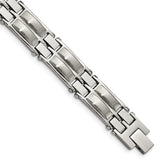 Chisel Stainless Steel Polished and Brushed 8.5 inch Link Bracelet
