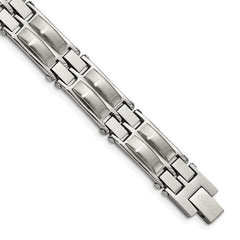 Chisel Stainless Steel Polished and Brushed 8.5 inch Link Bracelet