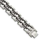 Chisel Stainless Steel Brushed and Polished with Black Rubber 8.75 inch Link Bracelet