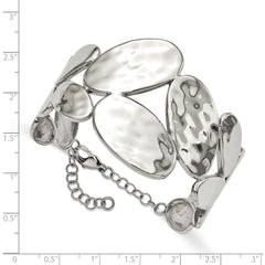 Stainless Steel Polished & Hammered w/1.5in ext. Bangle Bracelet