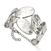 Stainless Steel Polished & Hammered w/1.5in ext. Bangle Bracelet