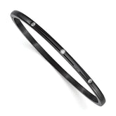 Chisel Stainless Steel Polished Black IP-plated with CZ Bangle