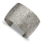 Stainless Steel Polished Textured 4.50mm Cuff Bangle