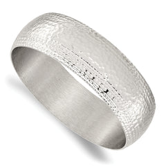 Stainless Steel Brushed and Polished Hammered Bangle