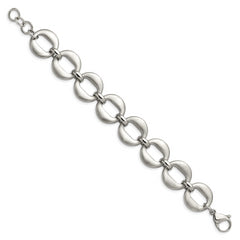 Chisel Stainless Steel Polished and Brushed 7.5 inch Open Link Bracelet with .5 inch Extension