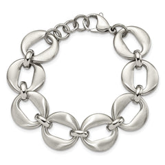 Chisel Stainless Steel Polished and Brushed 7.5 inch Open Link Bracelet with .5 inch Extension