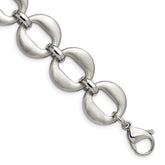Chisel Stainless Steel Polished and Brushed 7.5 inch Open Link Bracelet with .5 inch Extension