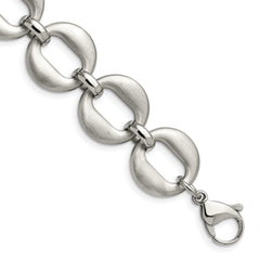 Chisel Stainless Steel Polished and Brushed 7.5 inch Open Link Bracelet with .5 inch Extension