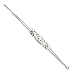 Stainless Steel Polished and Textured w/1in ext.7in Bracelet