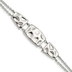 Stainless Steel Polished and Textured w/1in ext.7in Bracelet