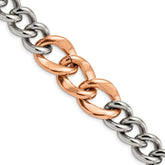 Stainless Steel Polished Rose IP-plated 7.5in Bracelet
