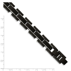 Chisel Stainless Steel Polished Black IP-plated with Solid Black Carbon Fiber 8.5 inch Link Bracelet