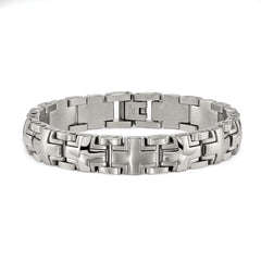 Chisel Stainless Steel Brushed and Polished 8.25 inch Cross Link Bracelet