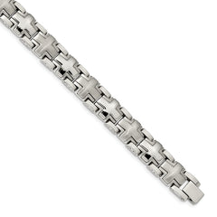 Chisel Stainless Steel Brushed and Polished 8.25 inch Cross Link Bracelet
